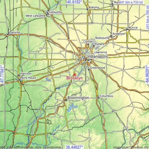 Topographic map of Brooklyn