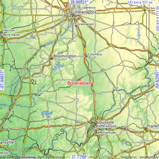 Topographic map of Brownstown