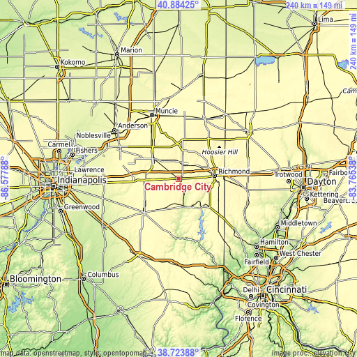 Topographic map of Cambridge City