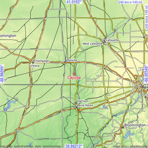 Topographic map of Cayuga