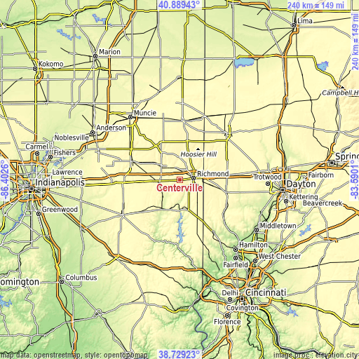 Topographic map of Centerville