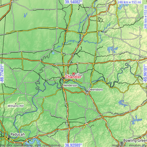 Topographic map of Chandler