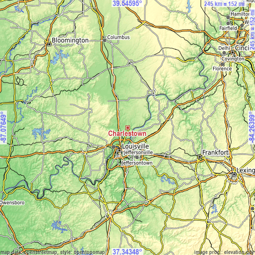 Topographic map of Charlestown