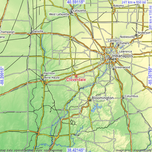 Topographic map of Cloverdale