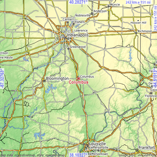 Topographic map of Columbus