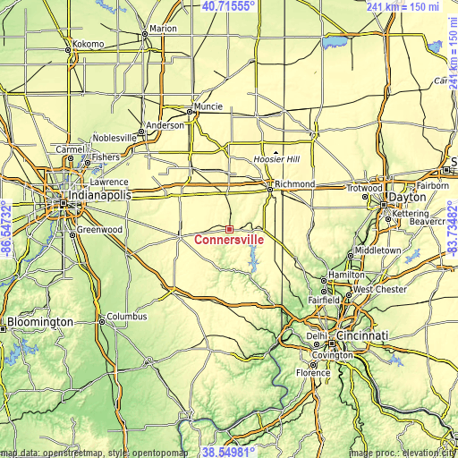 Topographic map of Connersville