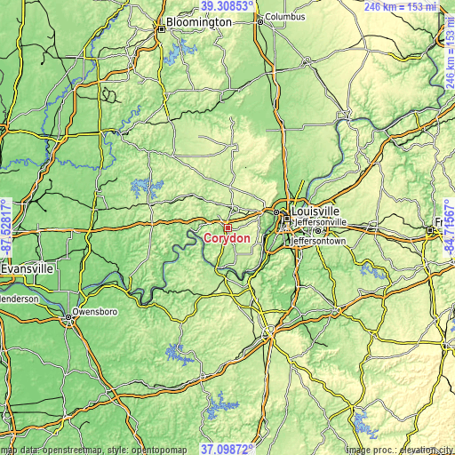 Topographic map of Corydon