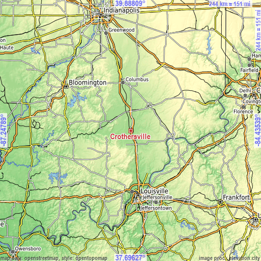 Topographic map of Crothersville