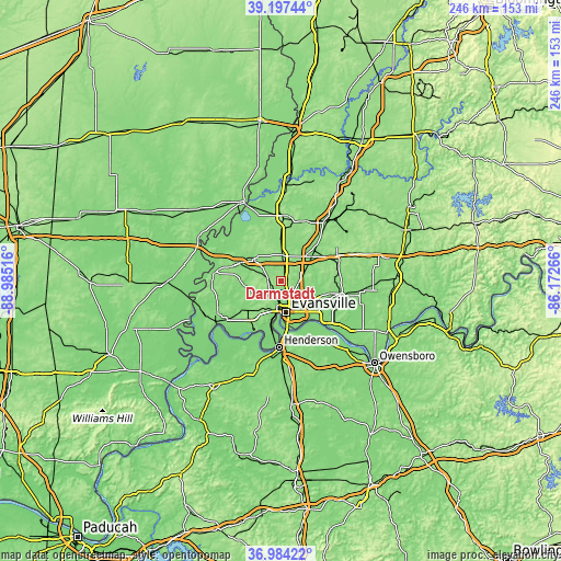 Topographic map of Darmstadt