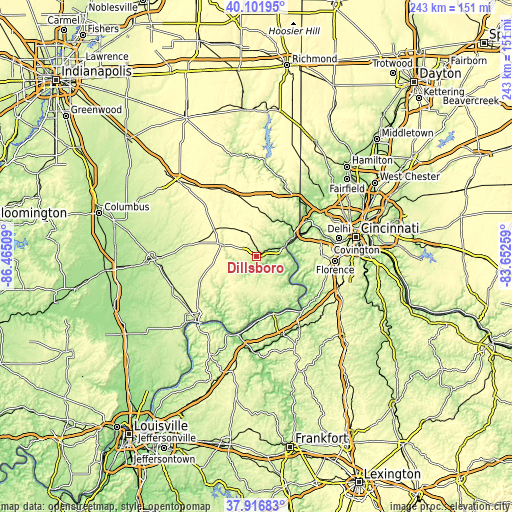 Topographic map of Dillsboro