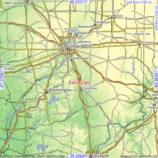 Topographic map of Edinburgh