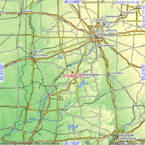 Topographic map of Ellettsville