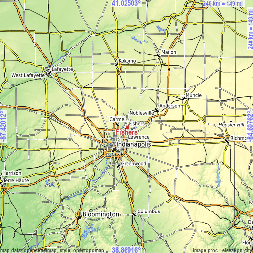 Topographic map of Fishers