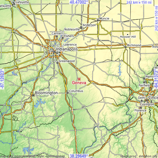 Topographic map of Geneva