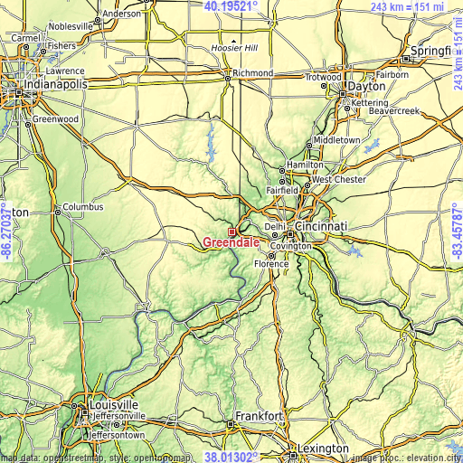 Topographic map of Greendale