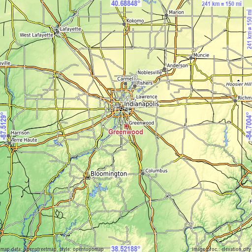 Topographic map of Greenwood