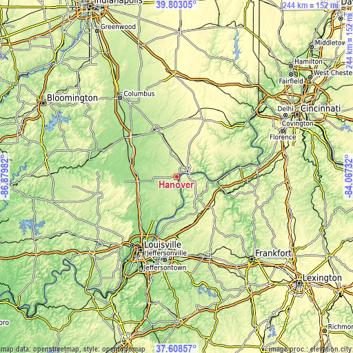 Topographic map of Hanover