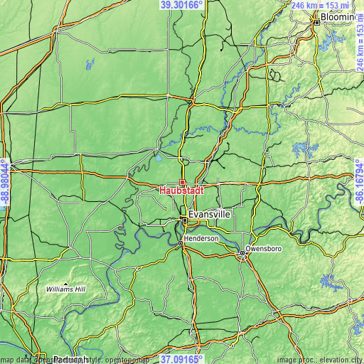 Topographic map of Haubstadt