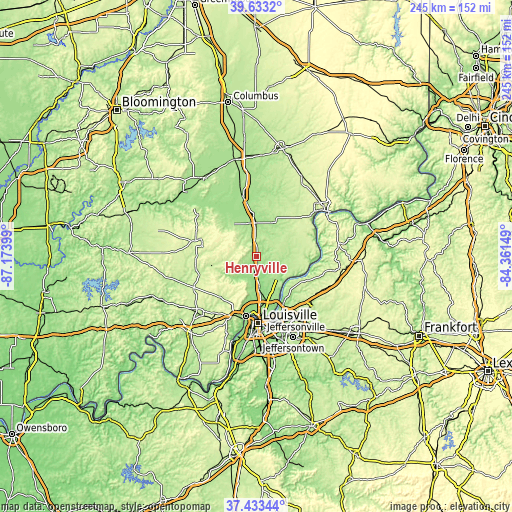 Topographic map of Henryville