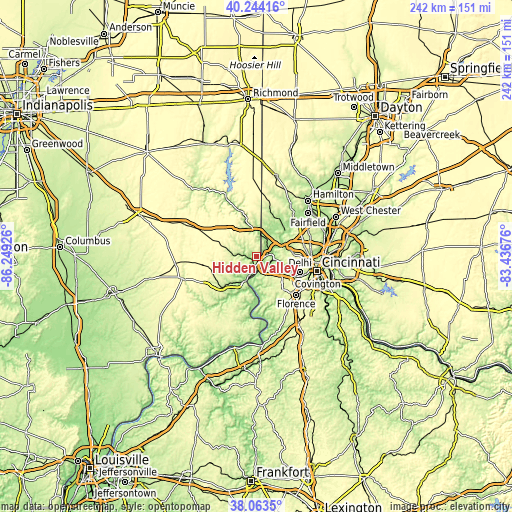 Topographic map of Hidden Valley