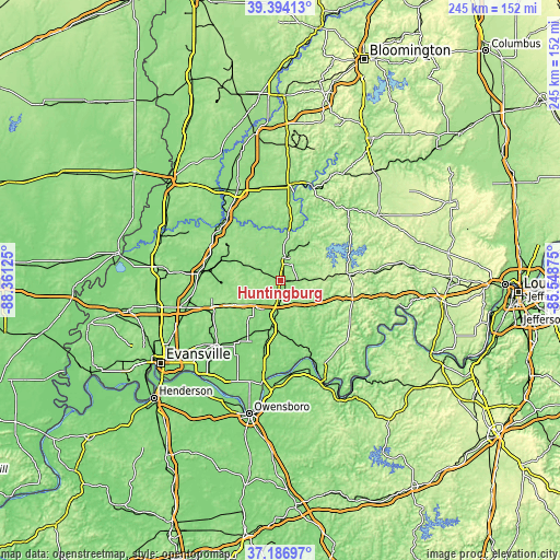 Topographic map of Huntingburg