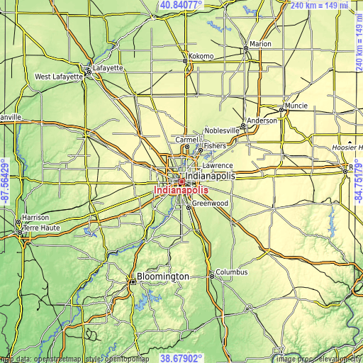 Topographic map of Indianapolis