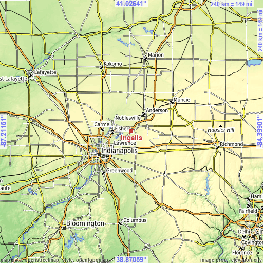 Topographic map of Ingalls