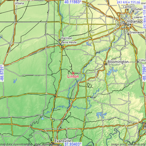 Topographic map of Linton