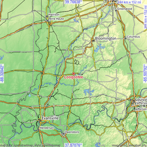 Topographic map of Loogootee