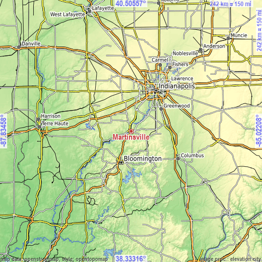 Topographic map of Martinsville