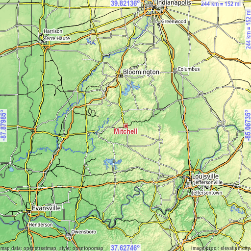 Topographic map of Mitchell