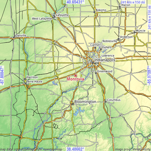 Topographic map of Monrovia