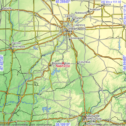 Topographic map of Nashville