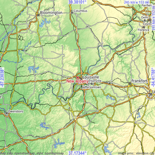 Topographic map of New Albany