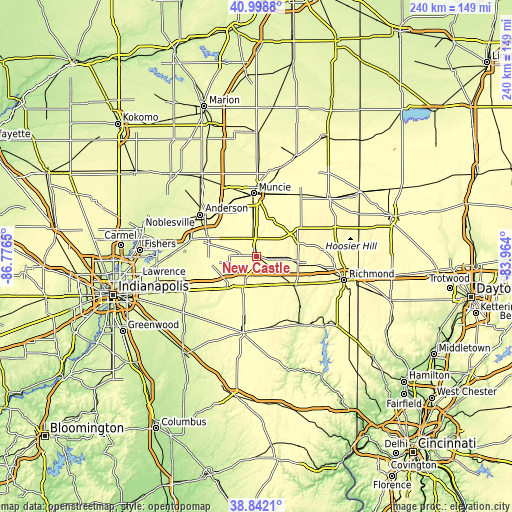 Topographic map of New Castle