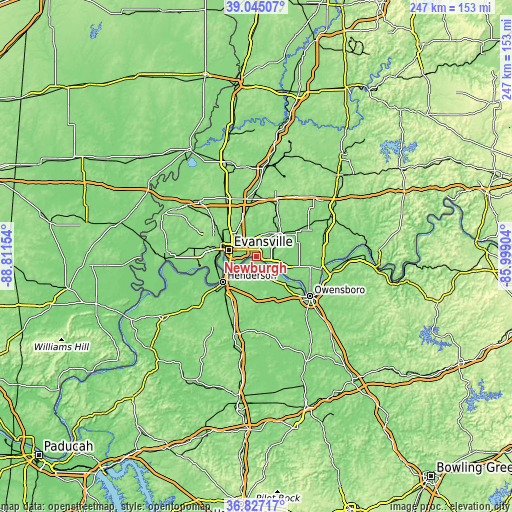 Topographic map of Newburgh