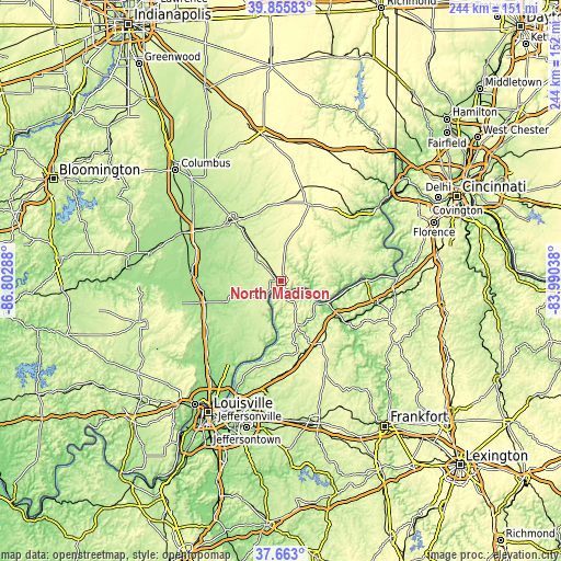 Topographic map of North Madison