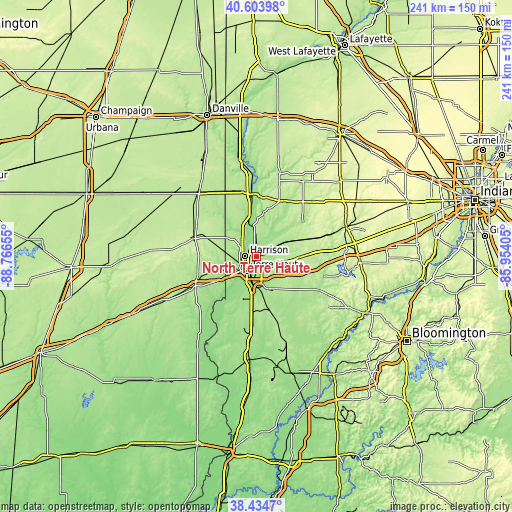 Topographic map of North Terre Haute