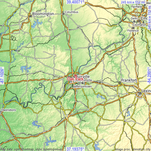 Topographic map of Oak Park
