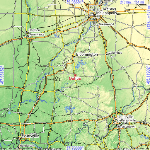 Topographic map of Oolitic