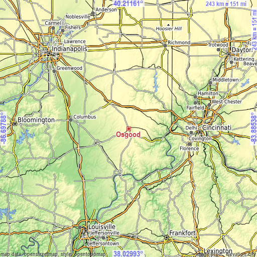 Topographic map of Osgood