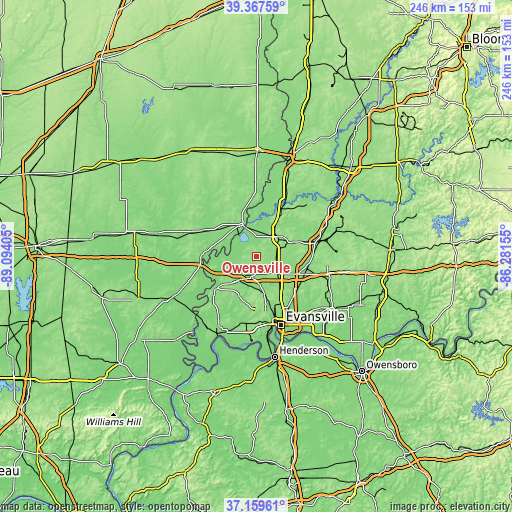 Topographic map of Owensville