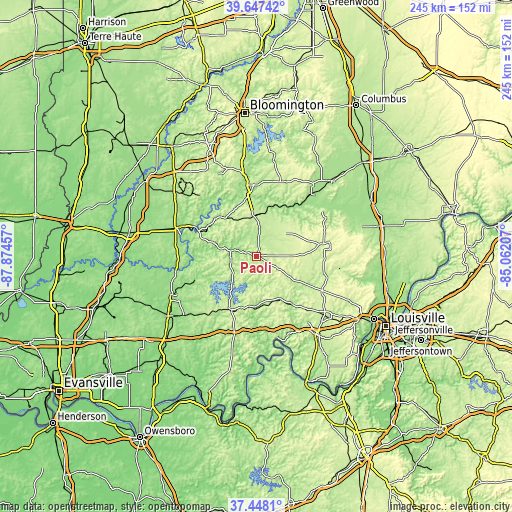 Topographic map of Paoli