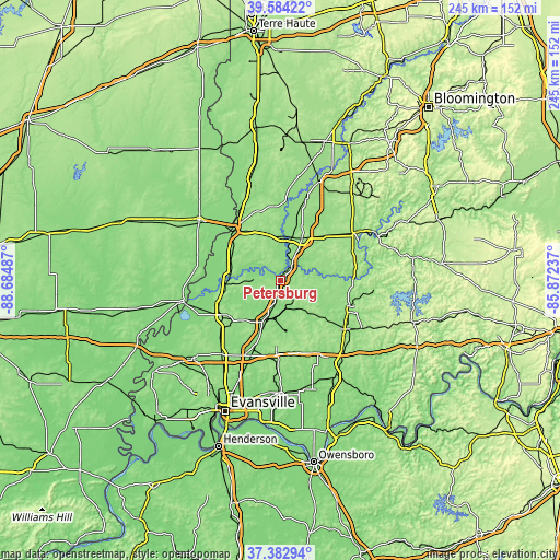 Topographic map of Petersburg