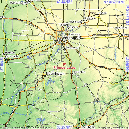 Topographic map of Princes Lakes