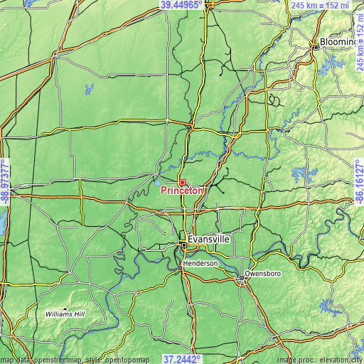 Topographic map of Princeton