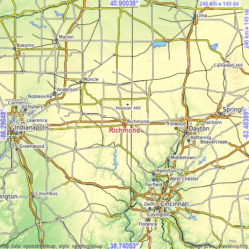 Topographic map of Richmond