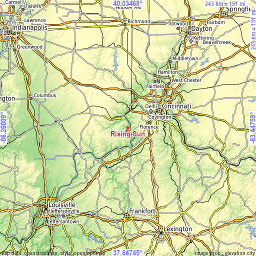 Topographic map of Rising Sun