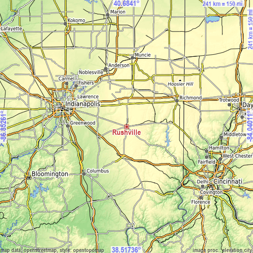 Topographic map of Rushville