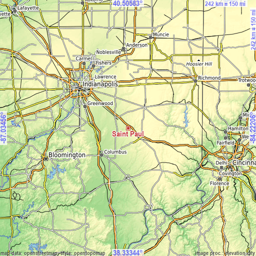 Topographic map of Saint Paul